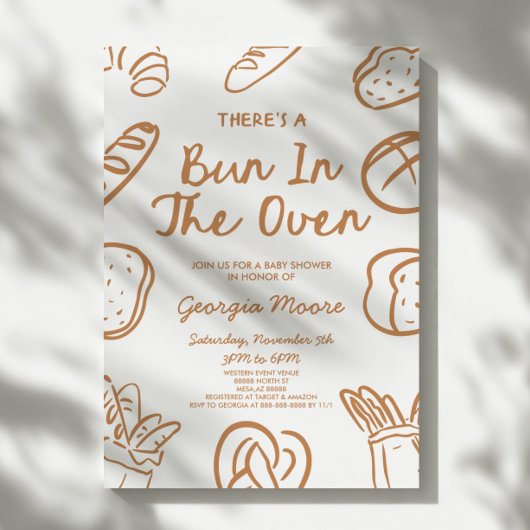There's A Bun In The Oven Whimsical Baby Shower 招待状