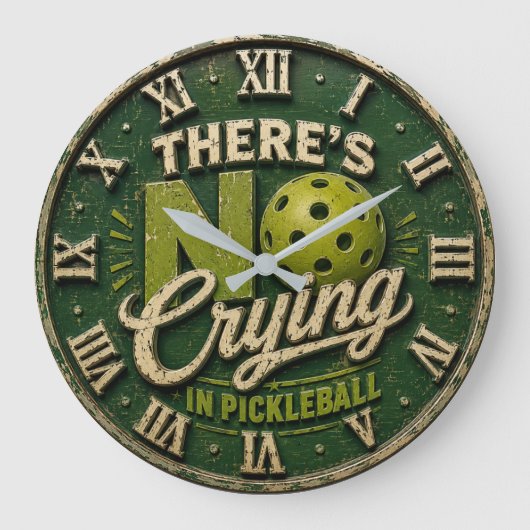 There's No Crying in Pickleball ラージ壁時計 (正面)
