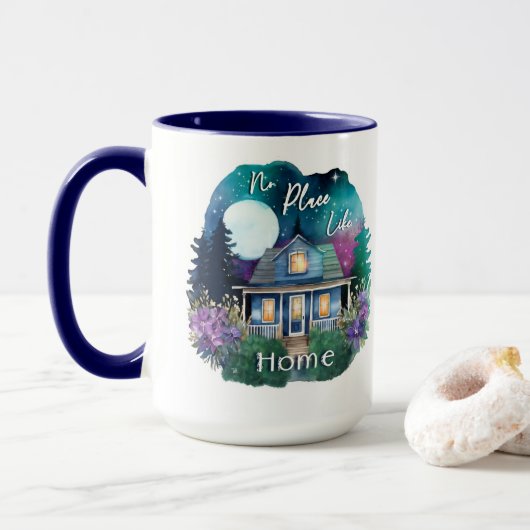 Theres No Place Like.ホームウォーターカラースターリーナイト マグカップ (ドーナツ付き)