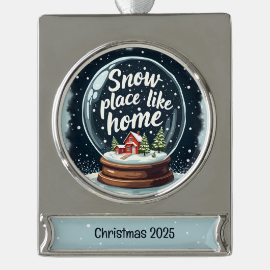 There's No Place Like Home - ホリデーの名言 シルバープレートバナーオーナメント (正面)