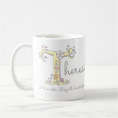 Theresaの一流の意味装飾的なTモノグラムのマグ コーヒーマグカップ (左)