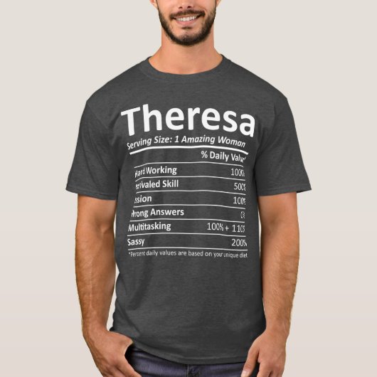 THERESA栄養パーソナライズされた名ギフトおもしろい Tシャツ (正面)