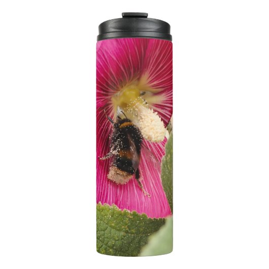 Thermal bottle Hollyhock bumble bee  タンブラー (正面)