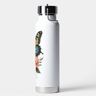 Thermal Bottle with Butterfly and Flowers ウォーターボトル