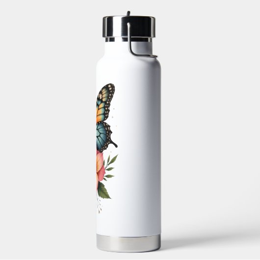 Thermal Bottle with Butterfly and Flowers ウォーターボトル (左面)