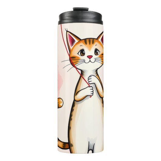 Thermal Tumbler Cat Kitten Red Hearts タンブラー (正面)