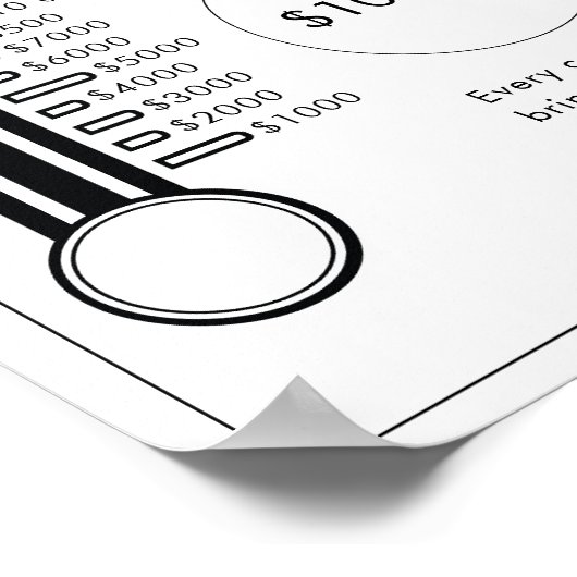 Thermometer Fundraiser Donation Goal Tracker Sign ポスター (角)