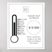 Thermometer Fundraiser Donation Goal Tracker Sign ポスター (正面)