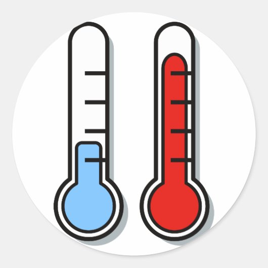 Thermometer kalt warm cold hot ラウンドシール (正面)
