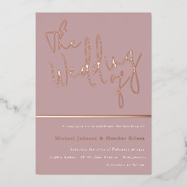 The's 結婚 of：埃っぽいバラピンクローズ金ゴールド 箔招待状