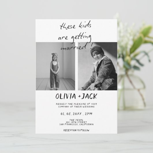 These Kids Are Getting Married Child Photo Wedding 招待状 (スタンド正面)