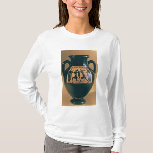 Theseusおよびtを描写するアチックの黒の姿のアンフォラ Tシャツ (正面)