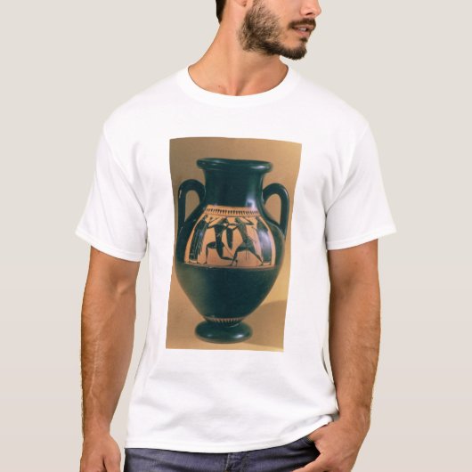 Theseusおよびtを描写するアチックの黒の姿のアンフォラ Tシャツ (正面)