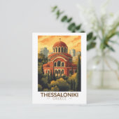 Thessaloniki Greece Agios Pavlos Travel Art Retro ポストカード (スタンド正面)