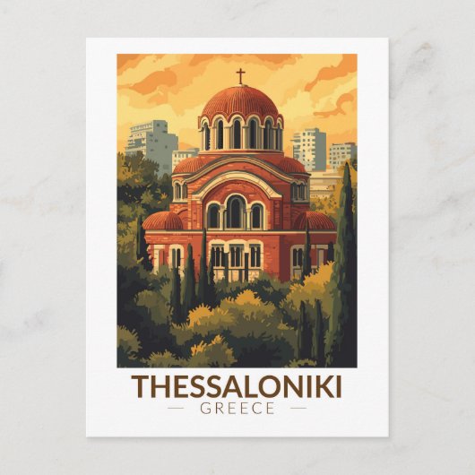 Thessaloniki Greece Agios Pavlos Travel Art Retro ポストカード (正面)