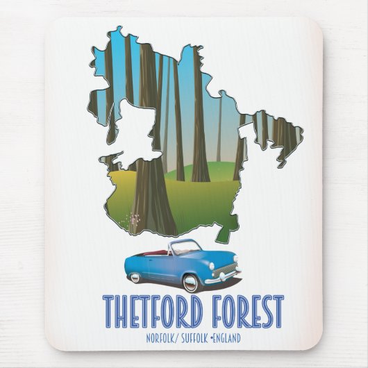 Thetford森林 ノーフォーク サフォーク イングランド 地図 マウスパッド (正面)