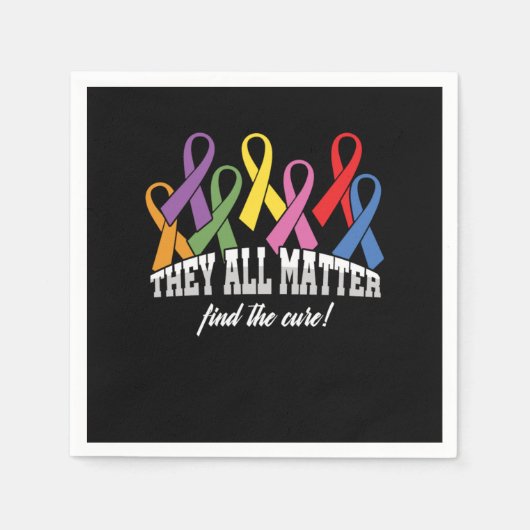 They All Matter Cancer Awareness Ribbon Gift スタンダードカクテルナプキン (正面)