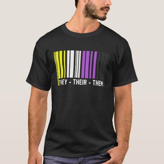 They Their Them Barcode Non Binary Flag Agender Pr Tシャツ (正面)