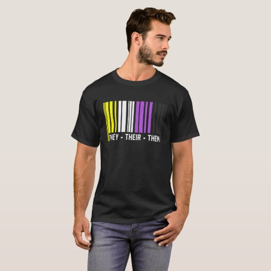 They Their Them Barcode Non Binary Flag Agender Pr Tシャツ (正面フル)