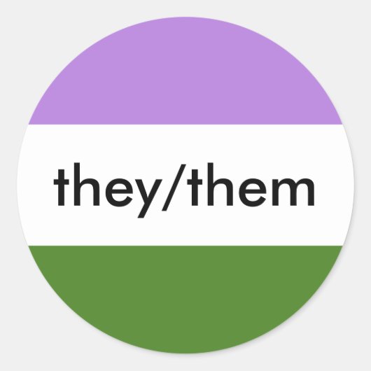 They/Themはスティッカーを代名詞とする ラウンドシール (正面)