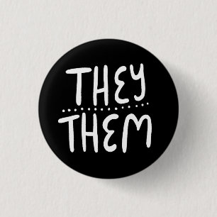 THEY/THEMは白黒の手紙を発音ミニマル 缶バッジ