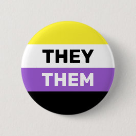 THEY/THEM非バイナリ性別フラグの色 缶バッジ