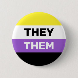 THEY/THEM非バイナリ性別フラグの色 缶バッジ