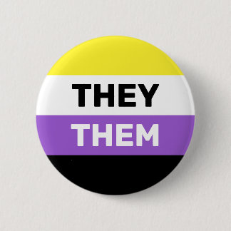THEY/THEM非バイナリ性別フラグの色 缶バッジ