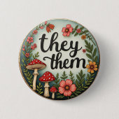 They/Them コテージコア 代名詞 LGBTQ ピンバッジ (正面)