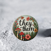 They/Them コテージコア 代名詞 LGBTQ ピンバッジ