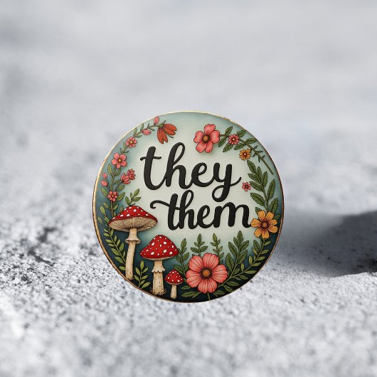 They/Them コテージコア 代名詞 LGBTQ ピンバッジ