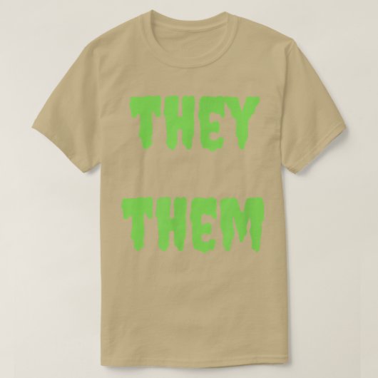 They Them 代名詞 ノンバイナリー スプーキーハロウィン ライム Tシャツ (デザイン正面)