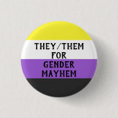 They/Them for Gender Mayhem Button (on Enby flag) 缶バッジ (正面)