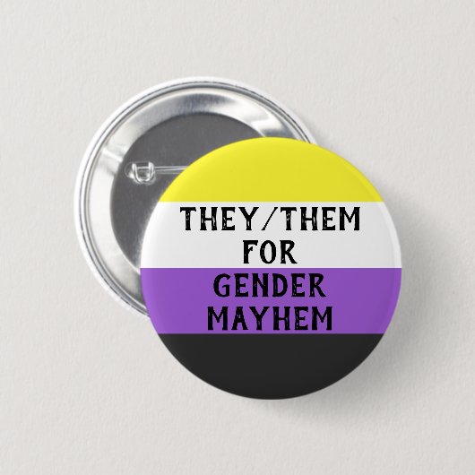They/Them for Gender Mayhem Button (on Enby flag) 缶バッジ (正面&裏面)