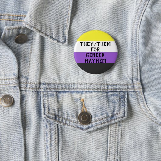 They/Them for Gender Mayhem Button (on Enby flag) 缶バッジ (インサイチュ)