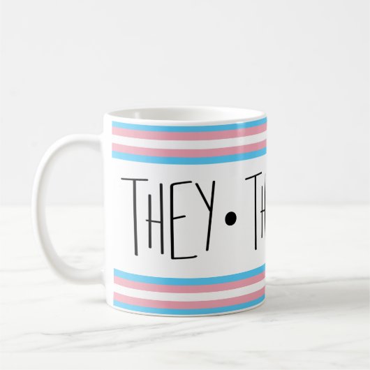 They/Them/Theirs 代名詞 トランスジェンダー コーヒーマグ コーヒーマグカップ (左)