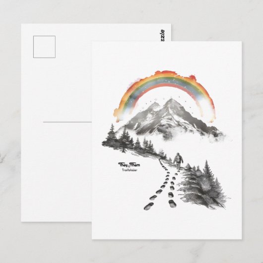 They/Them Trailblazer – LGBTQ Pride Camping Art,  ポストカード (正面/裏面)