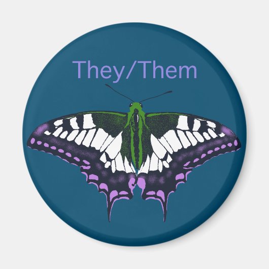 They/Thers非バイナリプライドアゲハチョウ蝶 マグネット (正面)