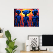 They're Here AI Alien Art ポスター (ホームオフィス)