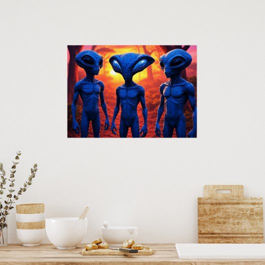 They're Here AI Alien Art ポスター (キッチン)