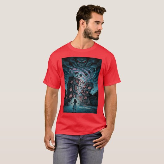 Theyre Here Reimagined Poltergeist Horror Poster f Tシャツ (正面フル)