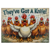 "They've Got a Knife" Personalized Glass  カッティングボード (正面)