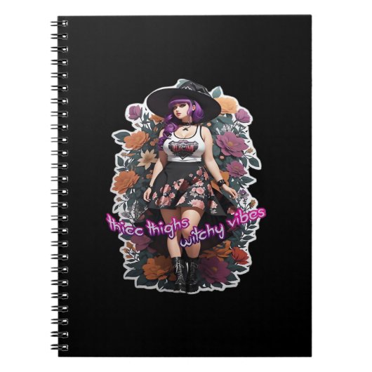 Thic Thigs Witchy Vibes - Whimsigoth Witch-Core ノートブック (正面)