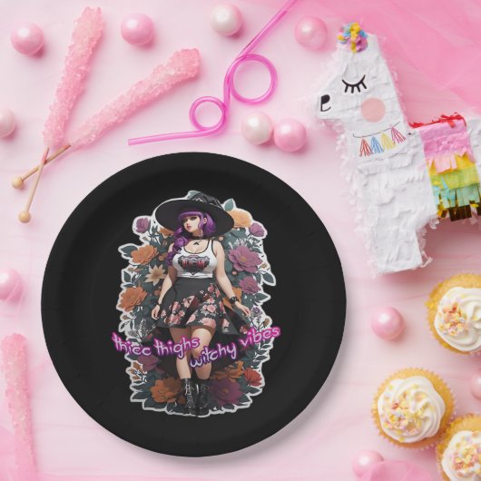 Thic Thigs Witchy Vibes - Whimsigoth Witch-Core ペーパープレート (パーティー)