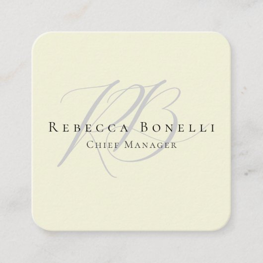 Thick Exclusive Unique Monogram Beige Color スクエア名刺 (正面)