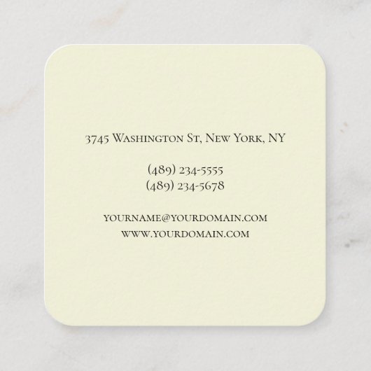 Thick Exclusive Unique Monogram Beige Color スクエア名刺 (裏面)