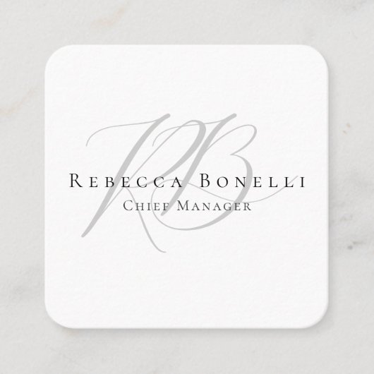 Thick Exclusive Unique Monogram Profile スクエア名刺 (正面)