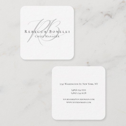 Thick Exclusive Unique Monogram Profile スクエア名刺 (正面/裏面)