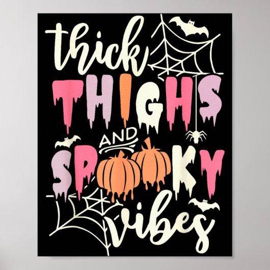 Thick Thighs And Soky Vibes Retro Groovy Halloween ポスター (正面)