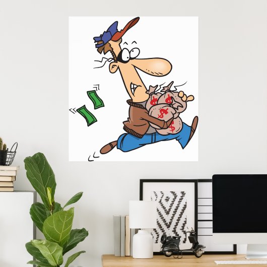 Thief Stealing Money ポスター (ホームオフィス)